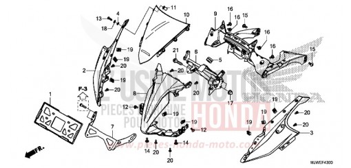 PANNEAU SUPERIEUR CBR500RAG de 2016